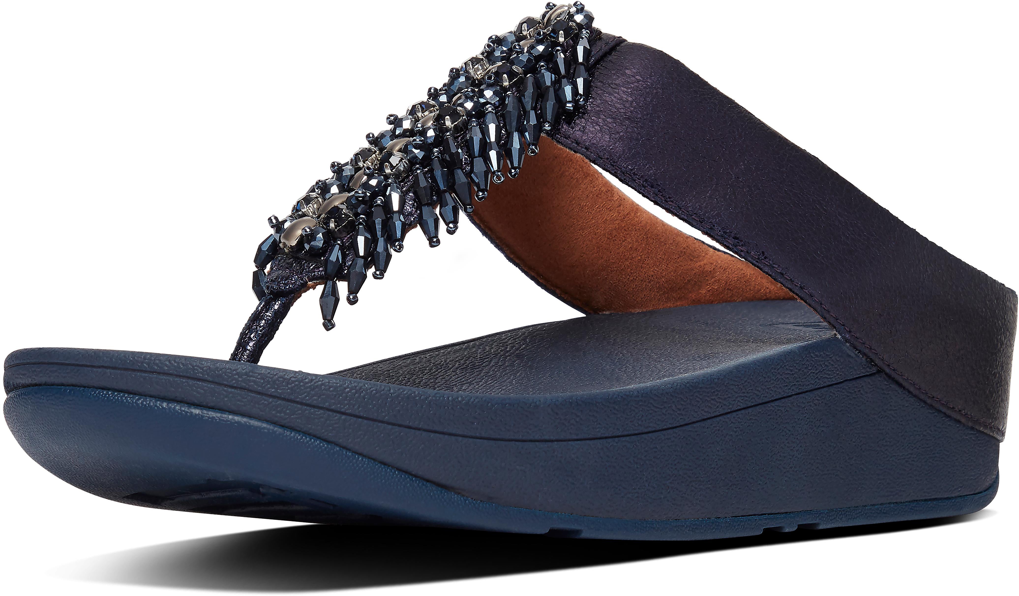 Velma Adorn Toe-Thongs in Midnight Navy from the side