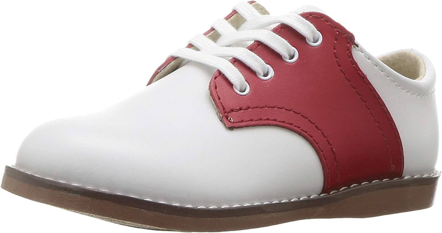 Footmates Cheer Infant Shoe (age 0-24 months) in White/Apple Red view from the front