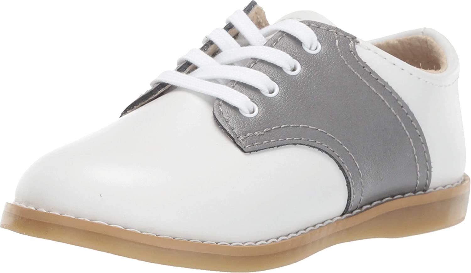 Footmates Cheer Infant Shoe (age 0-24 months) in White/Gray view from the front