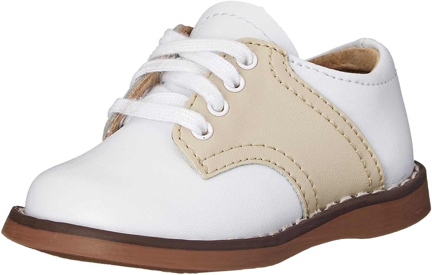 Footmates Cheer Toddler Shoe (age 2-4 years) in White/Ecru view from the front