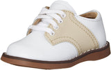 Footmates Cheer Toddler Shoe (age 2-4 years) in White/Ecru view from the front