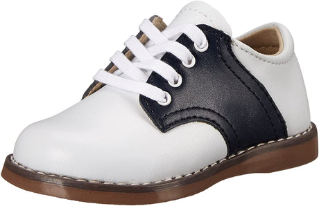 Footmates Cheer Toddler Shoe (age 2-4 years) in White/Navy view from the front