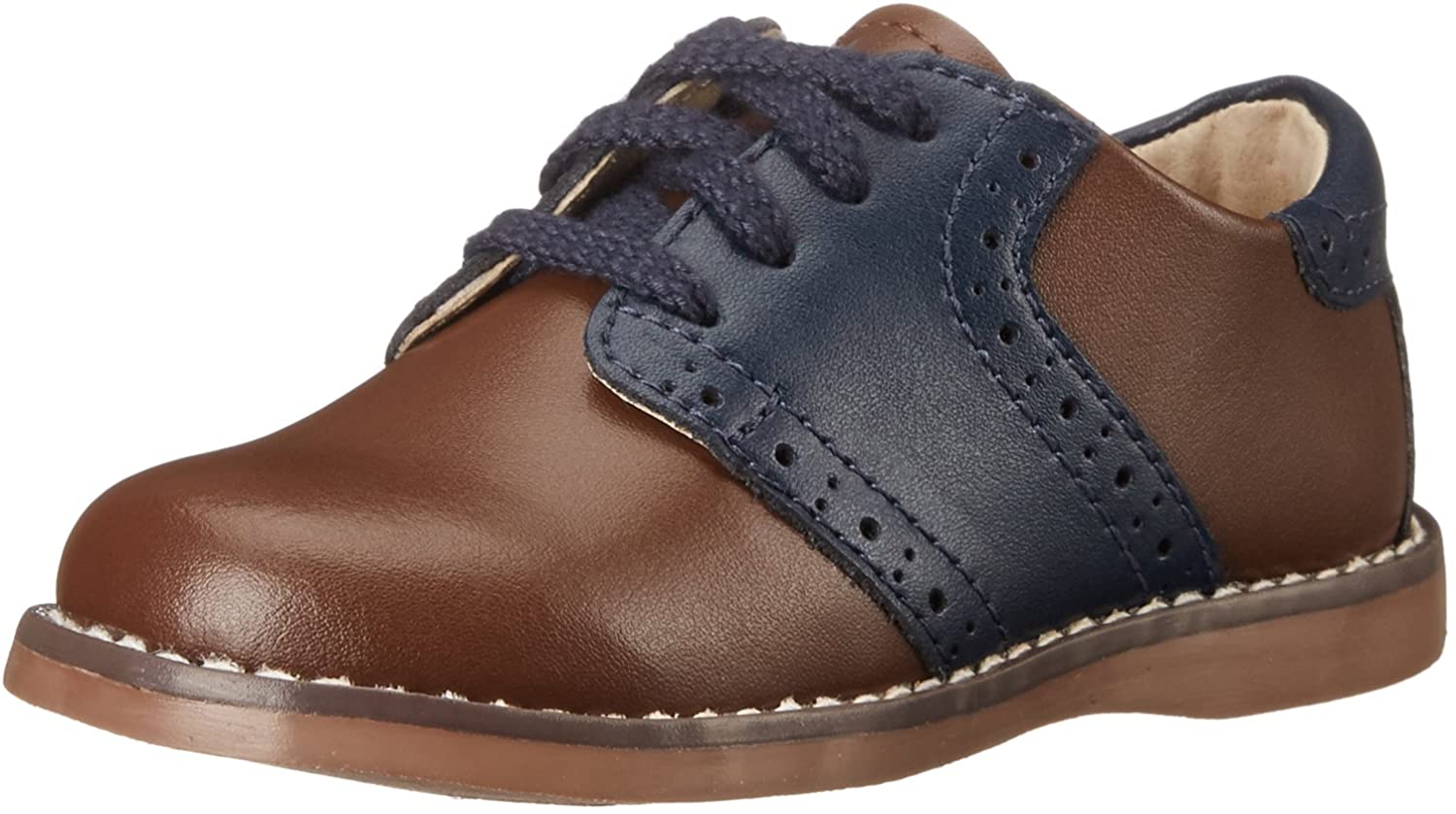 Footmates Connor Toddler Shoe (age 2-4 years) in Taffy/Royal view from the front