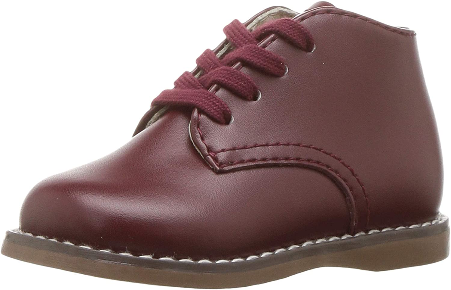 Footmates Todd Infant Boot (age 0-24 months) in Burgundy view from the front