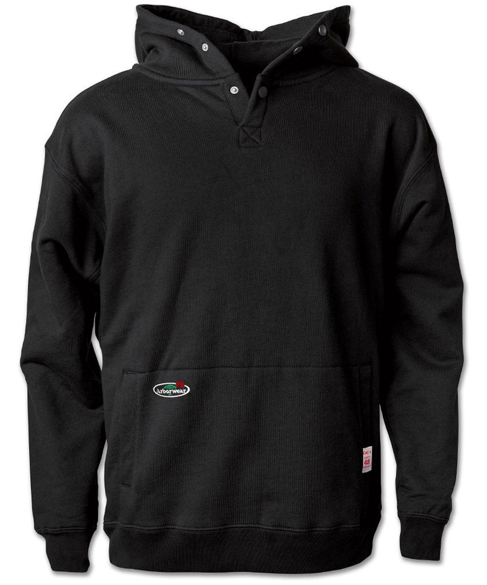FR Double Thick Pullover Sweatshirt in Black color from the front view