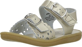 Girl's Footmates Ariel Toddler Sandal (age 2-4 years) in Soft Gold view from the front