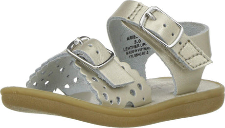 Girl's Footmates Ariel Toddler Sandal (age 2-4 years) in Soft Gold view from the front