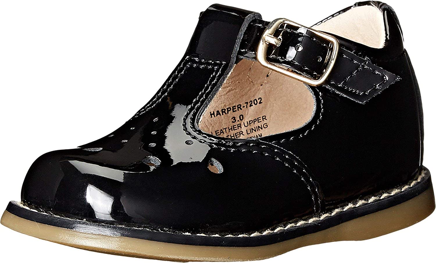 Girl's Footmates Harper Infant Mary Jane (age 0-24 months) in Black Patent view from the front
