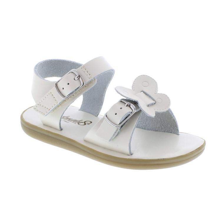 Girl's Footmates Monarch Youth Sandal (age 4-12 years) in Bone Pearl view from the front