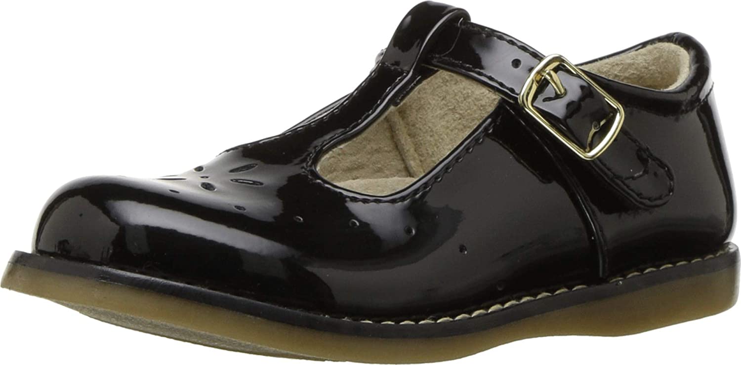 Girl's Footmates Sherry Youth Mary Jane (age 4-12 years) in Black Patent view from the front