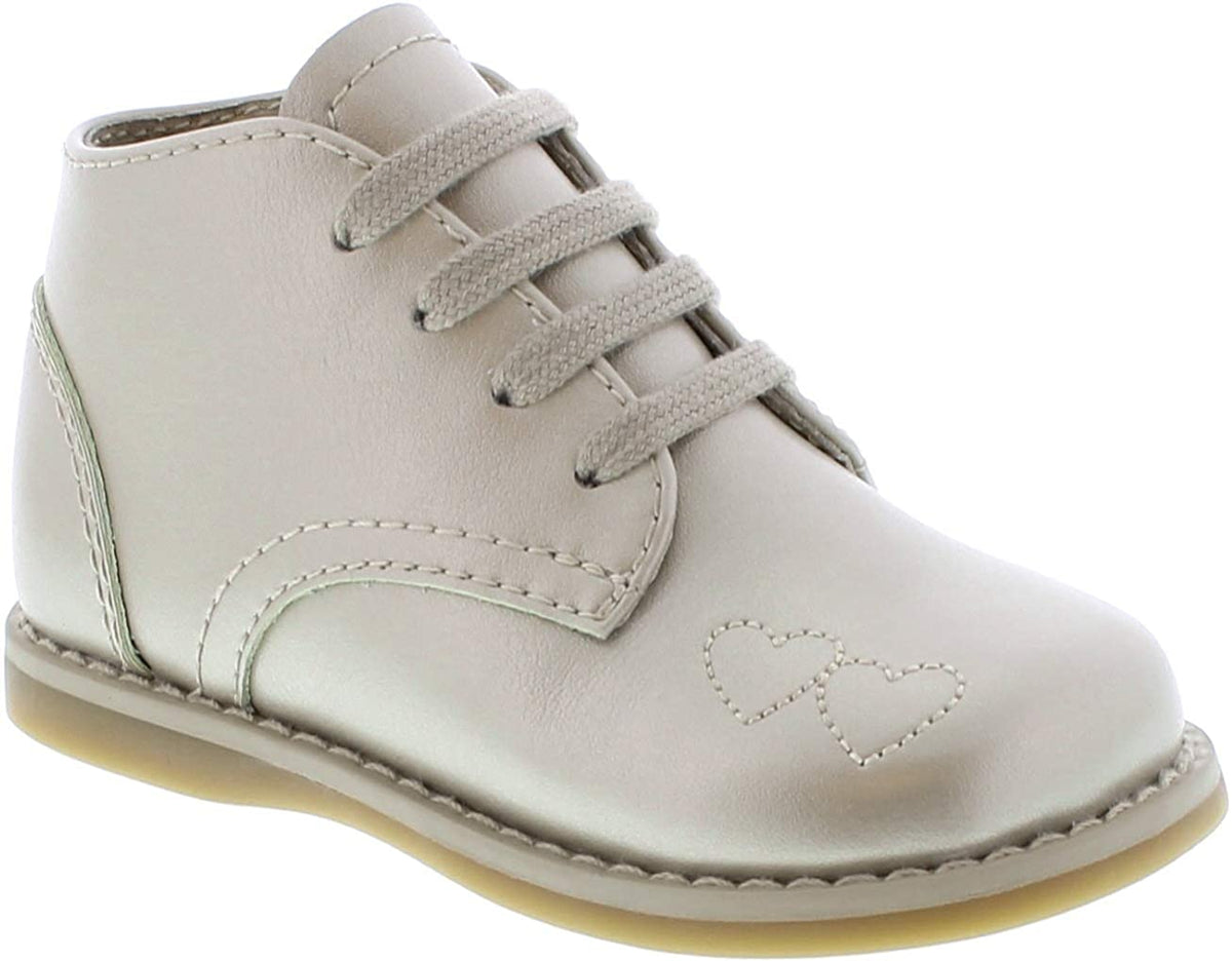 Girl's Footmates Tammy Infant Shoe (age 0-24 months) in Soft Gold view from the front