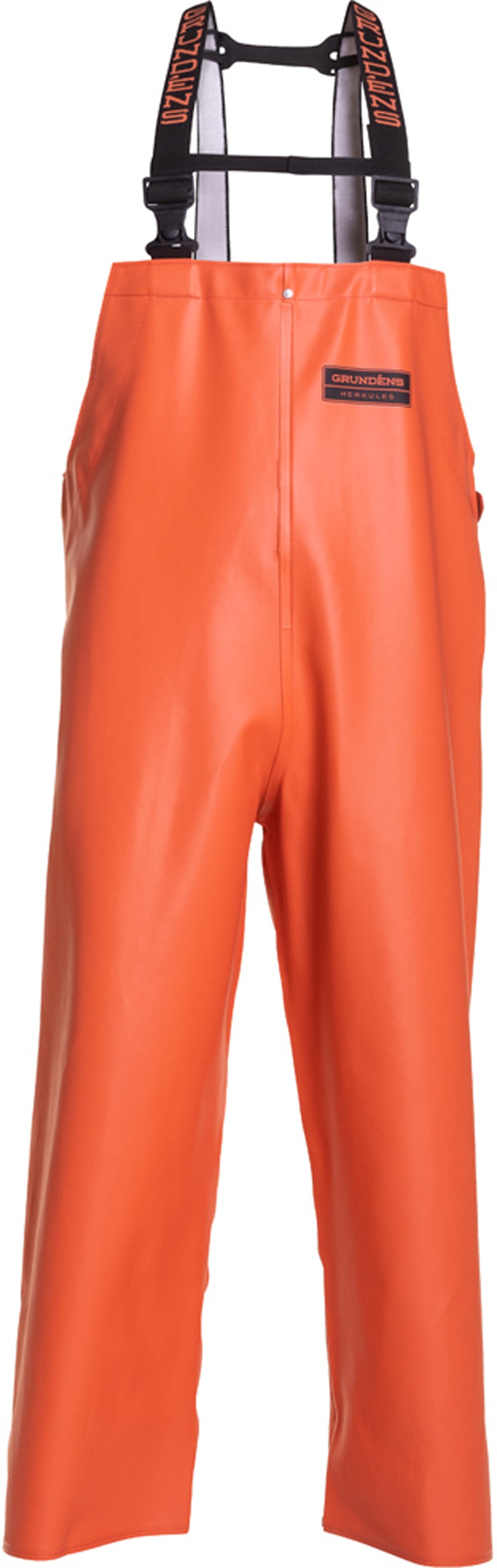 Herkules 16 Bib Pant in Orange color from the front view