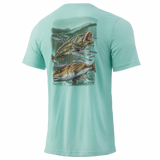 Huk KC Finger Mullet Feast Tee in Seafoam Heather color from the front