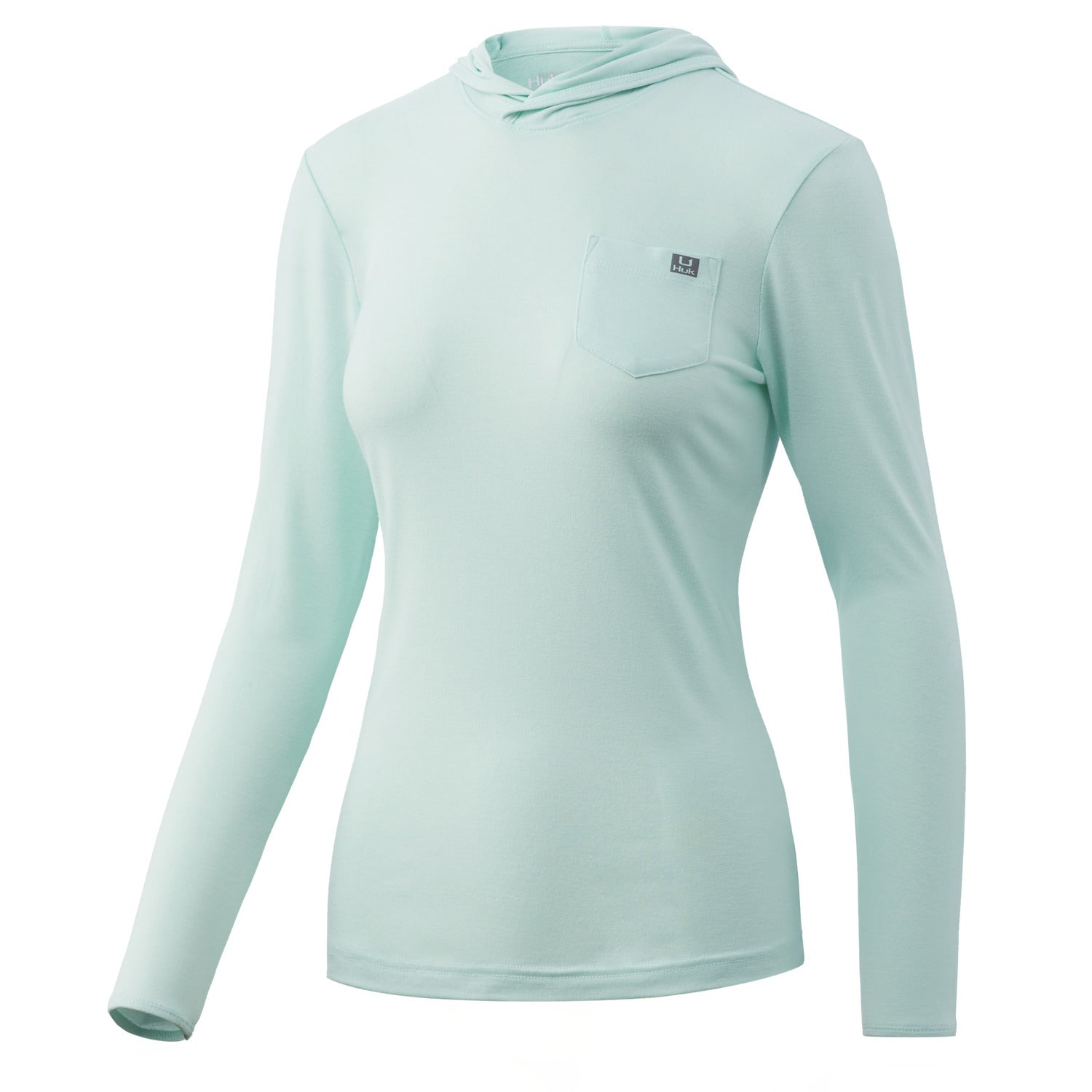 W Huk Waypoint Hoodie in Seafoam color from the front