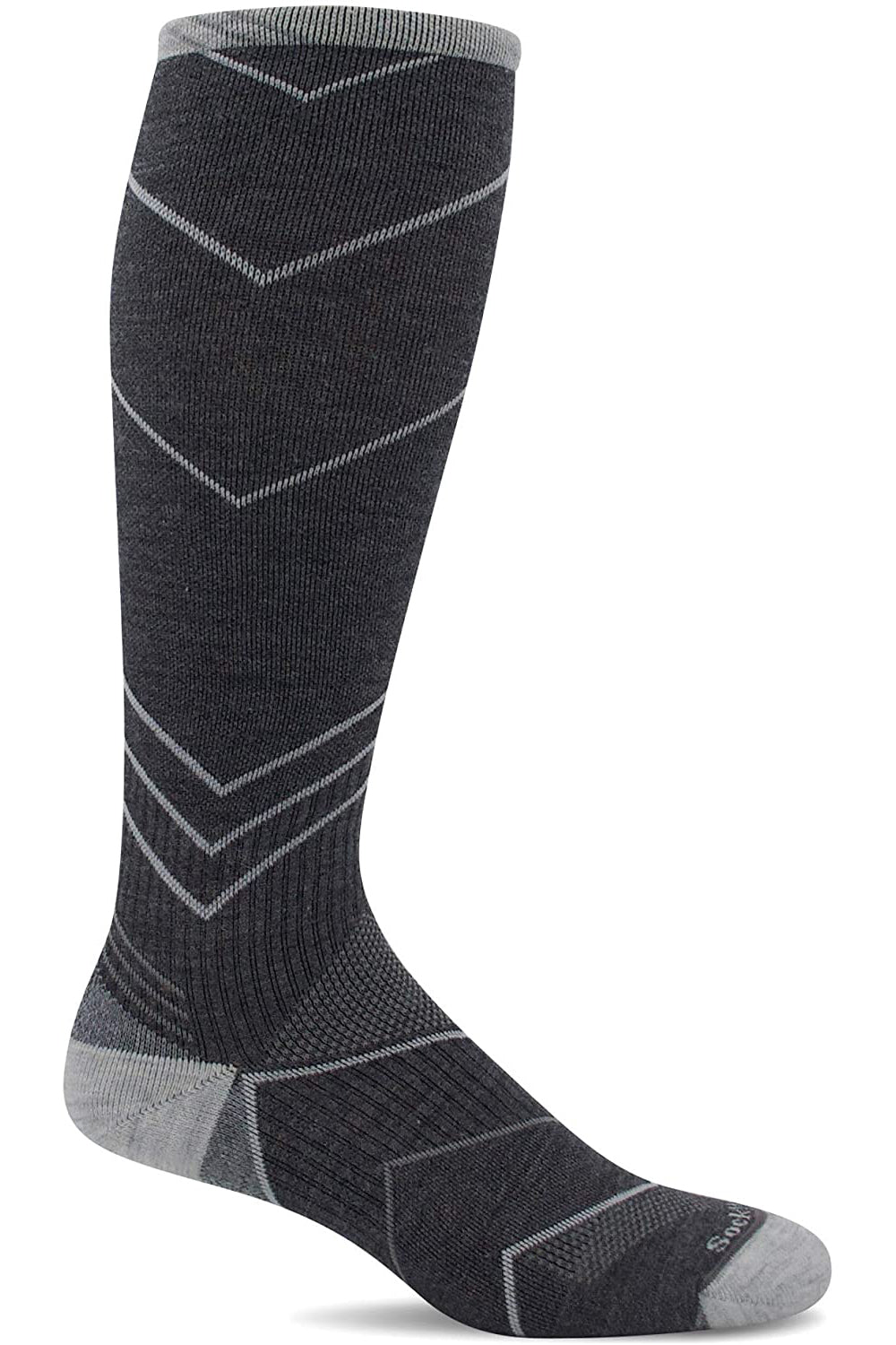 Sockwell Men's Incline Over-The-Calf Moderate Graduated Compression Sock in Deep Charcoal color from the side