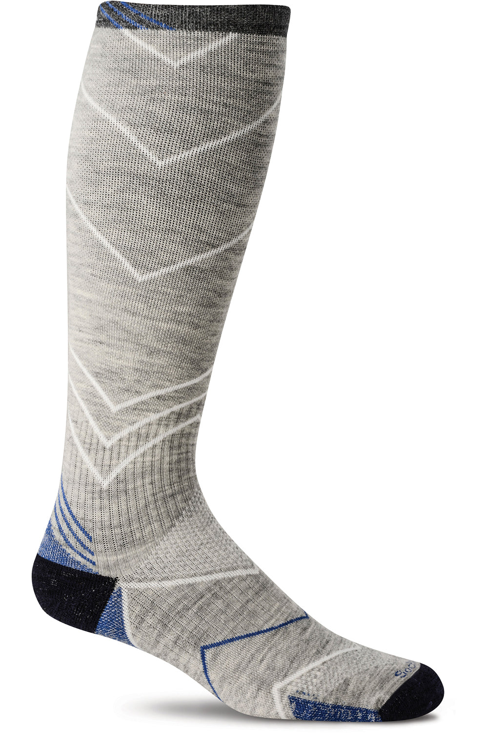 Sockwell Men's Incline Over-The-Calf Moderate Graduated Compression Sock in Grey color from the side