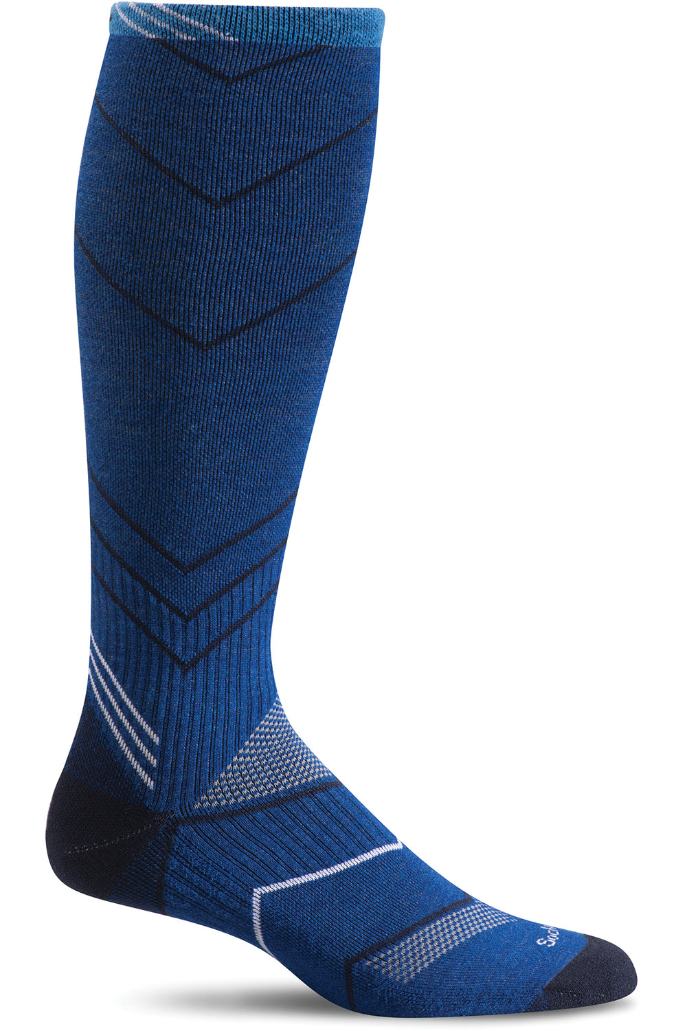 Sockwell Men's Incline Over-The-Calf Moderate Graduated Compression Sock in Ink color from the side