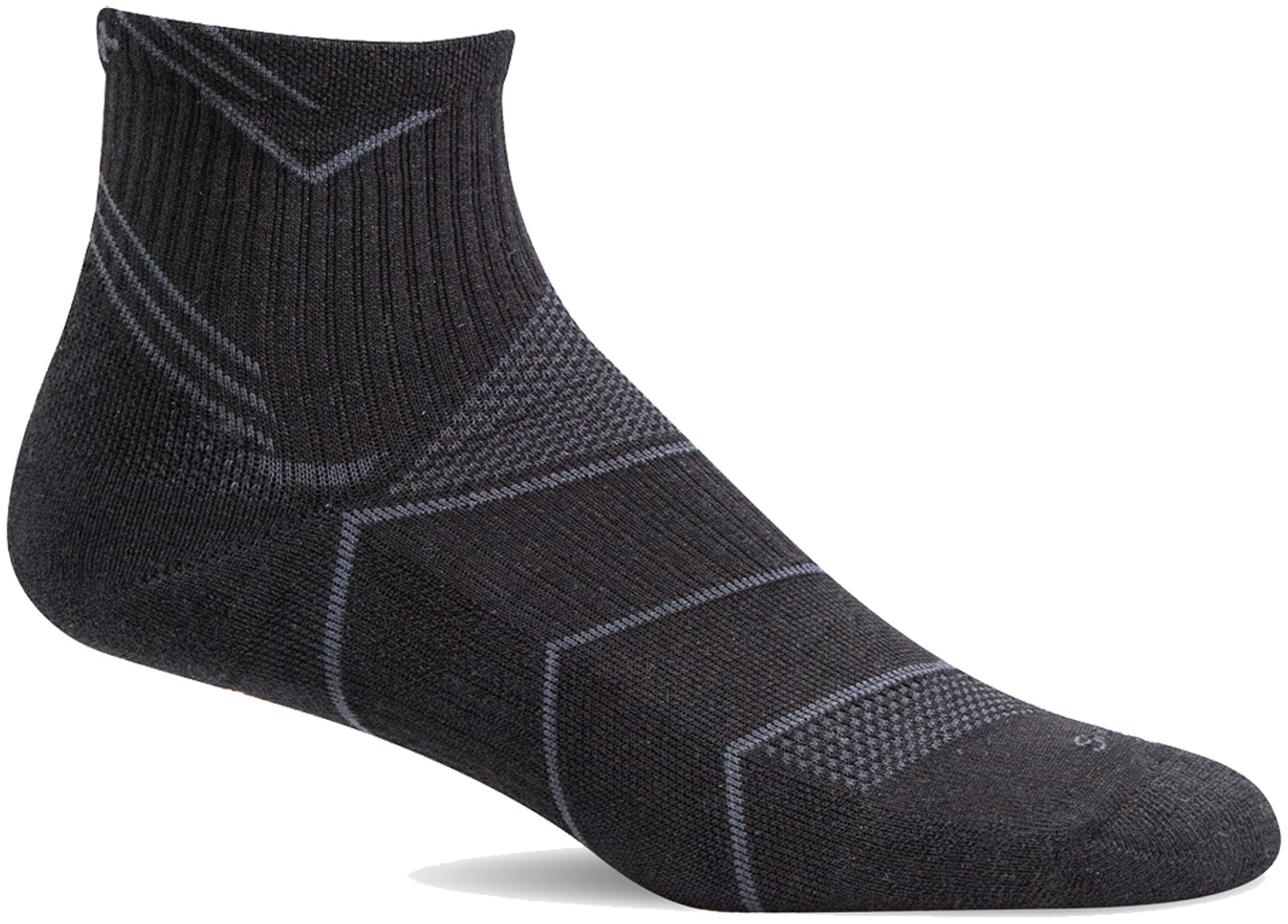 Sockwell Women's Incline Quarter Sock in Black Solid color from the side
