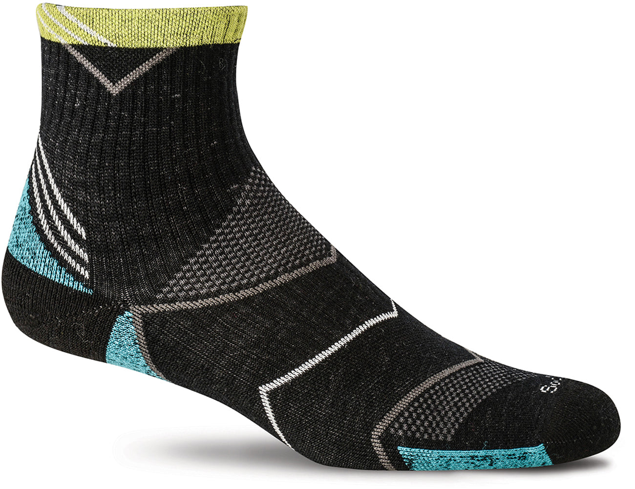 Sockwell Women's Incline Quarter Sock in Black color from the side