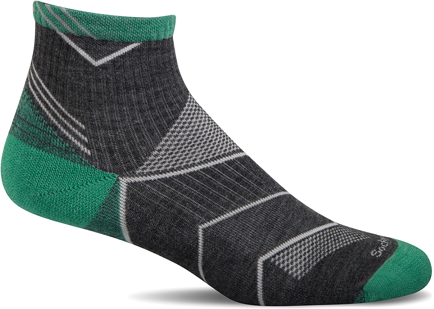 Sockwell Women's Incline Quarter Sock in Charcoal color from the side