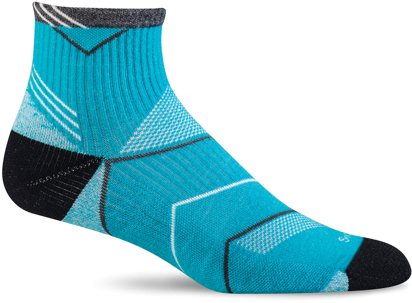 Sockwell Women's Incline Quarter Sock in Turquoise color from the side