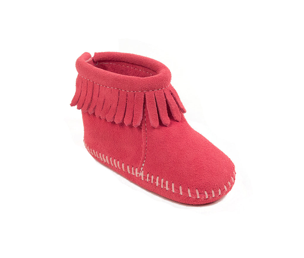 Infant's Minnetonka Back Flap Boot Pink in Pink                                                                                            