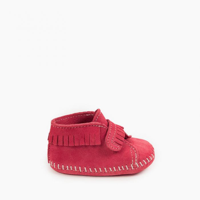 Infant's Minnetonka Front Strap Bootie Pink in Pink