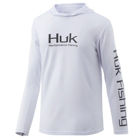 Kids Huk Icon X Hoodie Solid Long Sleeve Shirt in White from the front
