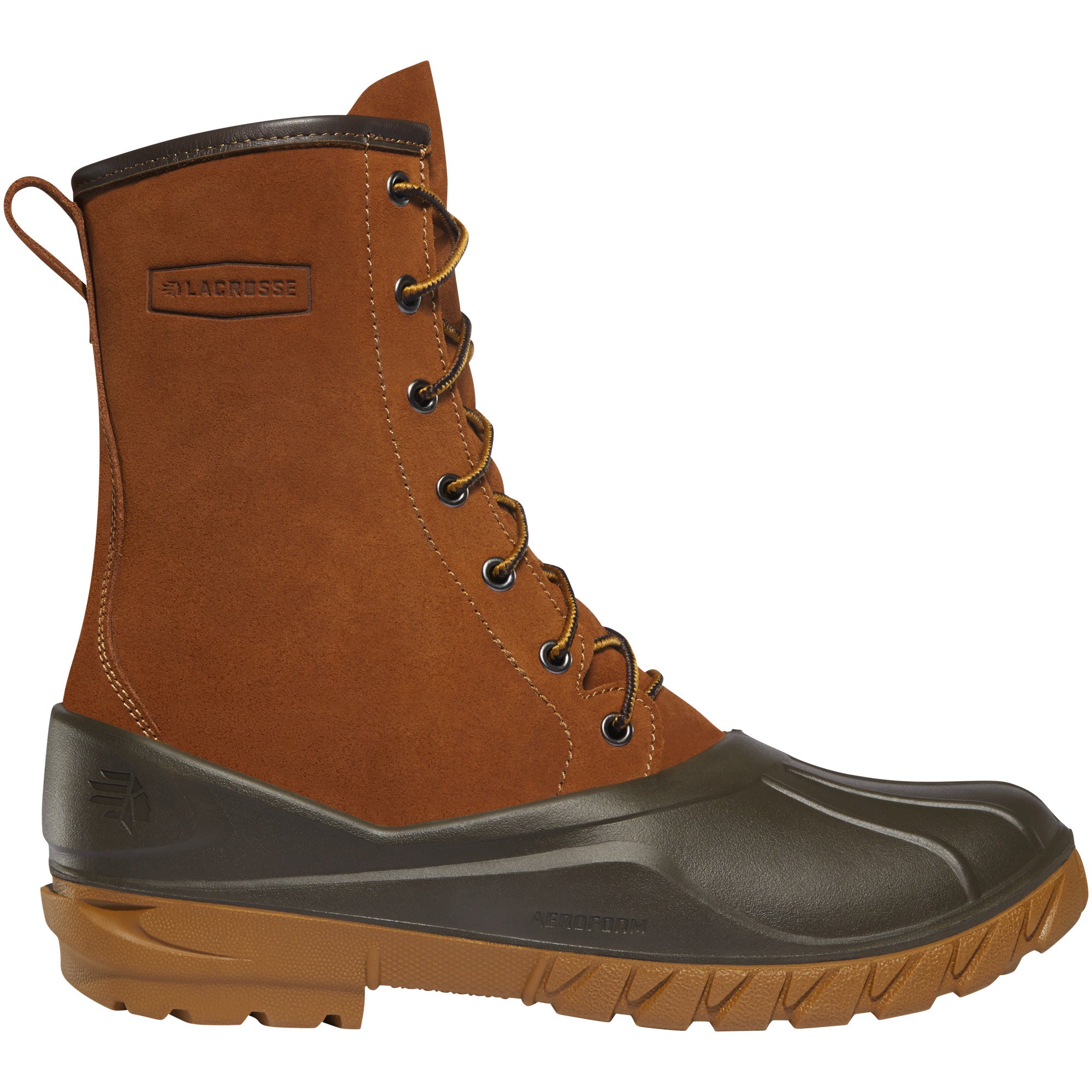 LaCrosse Men's Aero Timber Top 10" Waterproof Outdoor Boot in Brown from the side