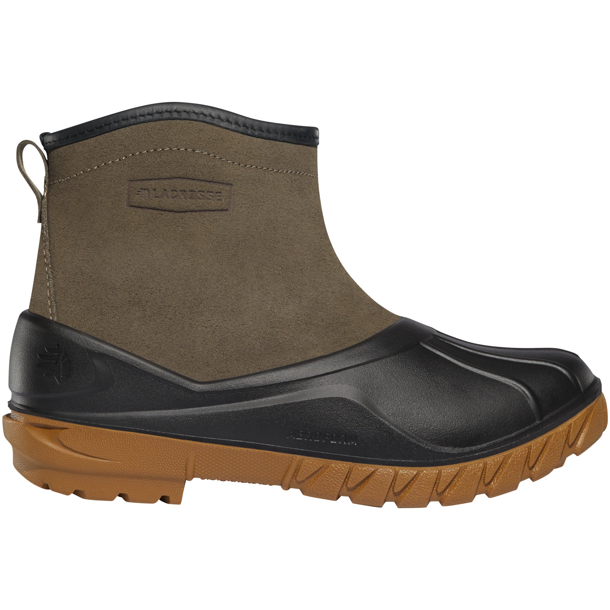 LaCrosse Men's Aero Timber Top Slip-On 6" Waterproof Outdoor Boot in Gray/Black from the side
