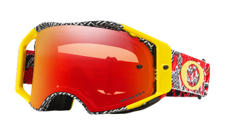 Men's Oakley Airbrake MX Goggle in Dazzle Dyno Red Yellow/Prizm MX Torch Iridium from the front view