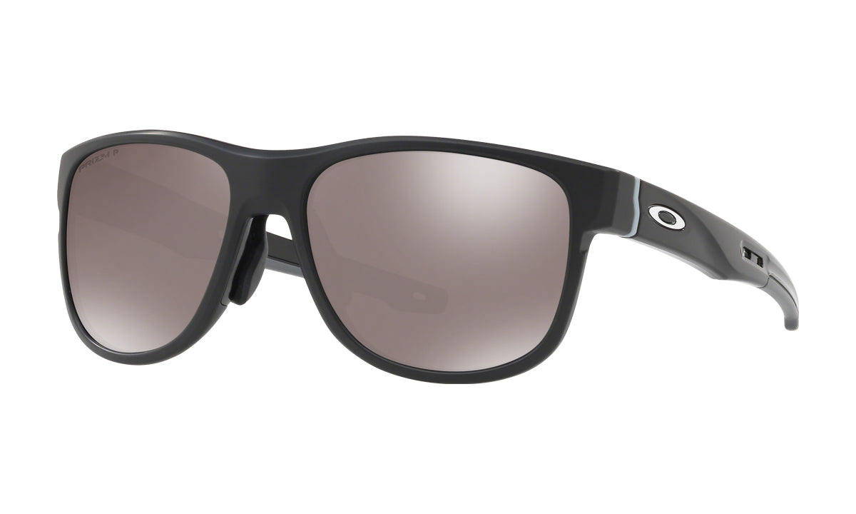 Men's Oakley Crossrange R Asia Fit Sunglasses in Matte Black/Prizm Black Polarized from the front view
