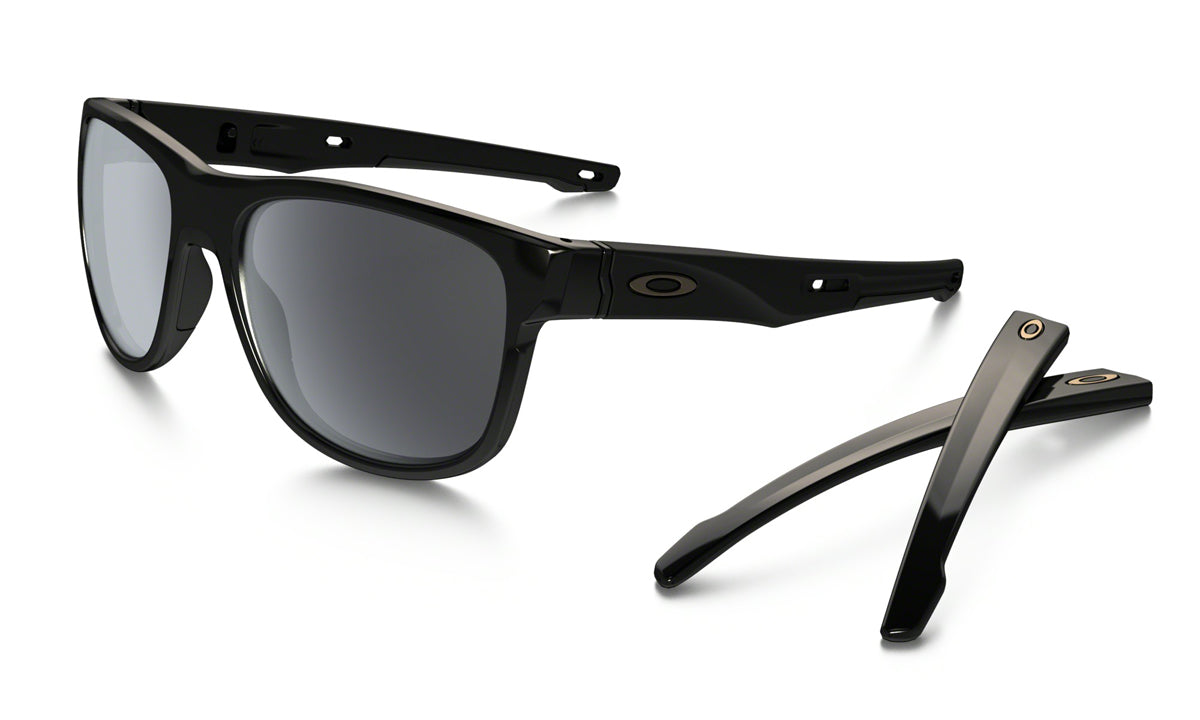 Men's Oakley Crossrange R Asia Fit Sunglasses in Polished Black/Grey from the front view