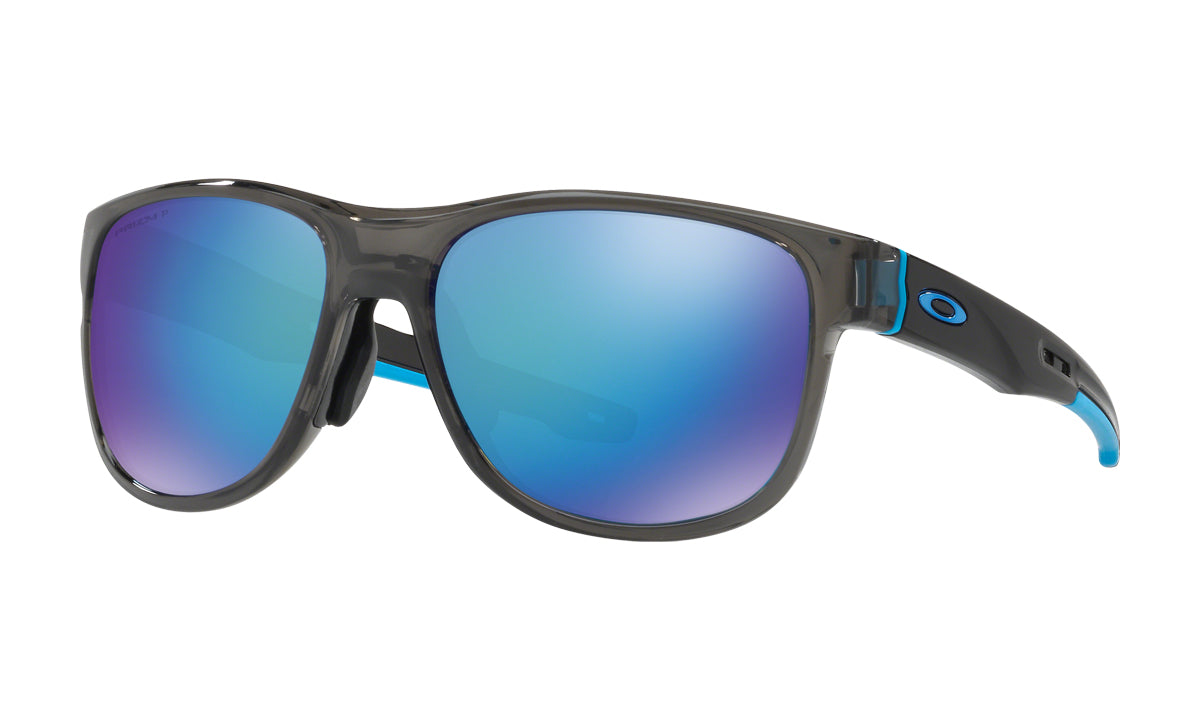 Men's Oakley Crossrange R Asia Fit Sunglasses in Grey Smoke/Prizm Sapphire Polarized from the front view