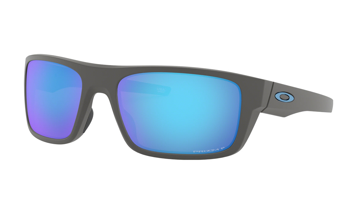 Men's Oakley Drop Point Sunglasses in Matte Dark Grey/Prizm Sapphire Polarized from the front view