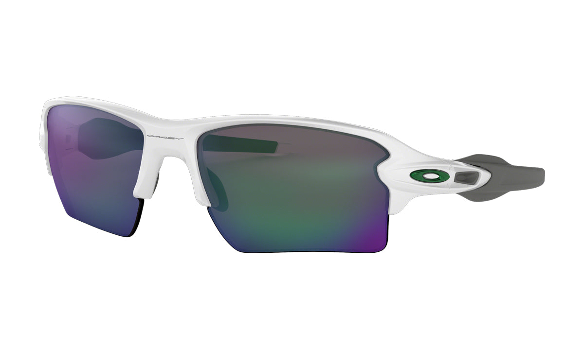 Men's Oakley Flak 2.0 XL Team Colors Sunglasses in Polished White/Prizm Jade from the front view