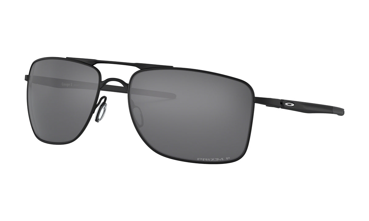 Men's Oakley Gauge 8 Sunglasses in Matte Black/Prizm Black Polarized from the front view