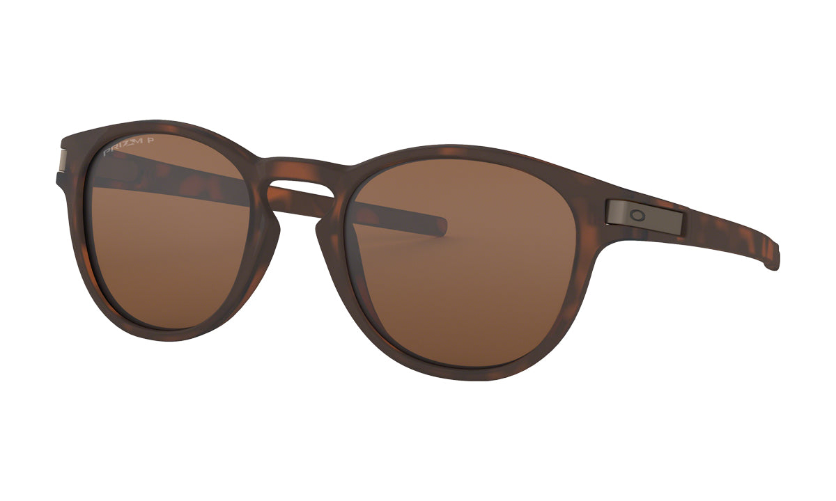 Men's Oakley Latch Asia Fit Sunglasses in Matte Brown Tortoise/Prizm Tungsten Polarized from the front view