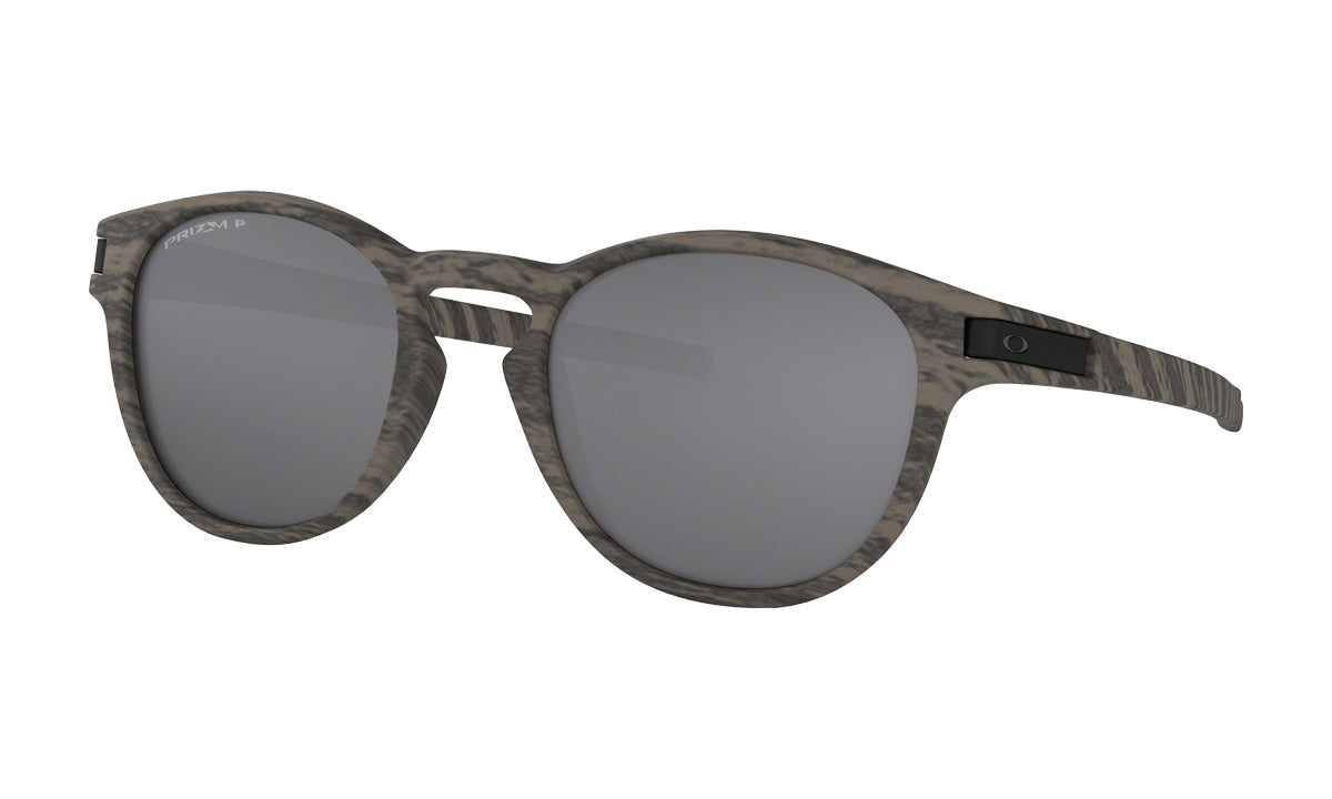 Men's Oakley Latch Sunglasses in Woodgrain/Prizm Black Polarized from the front view
