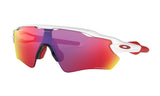 Men's Oakley Radar EV Path Sunglasses in Polished White/Prizm Road from the front view