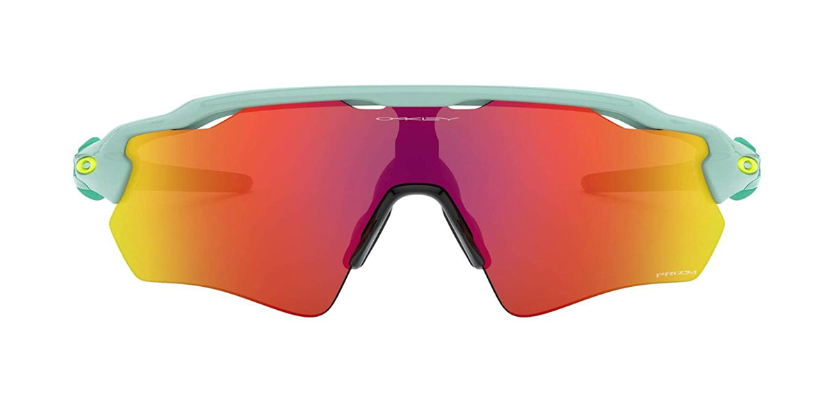 Men's Oakley Radar EV Path Sunglasses in Silver White/Prizm Outfield from the front view
