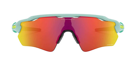 Men's Oakley Radar EV Path Sunglasses in Silver White/Prizm Outfield from the front view