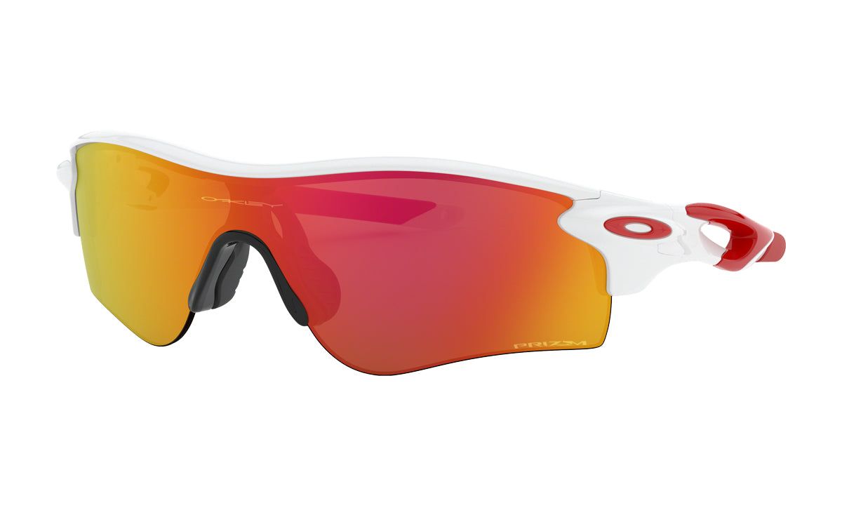 Men's Oakley RadarLock Path Asia Fit Sunglasses in Polished White/Prizm Ruby from the front view