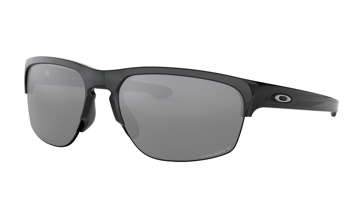 Men's Oakley Sliver Edge Asia Fit Sunglasses in Polished Black/Prizm Black Polarized from the front view