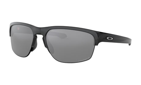 Men's Oakley Sliver Edge Asia Fit Sunglasses in Polished Black/Prizm Black Polarized from the front view
