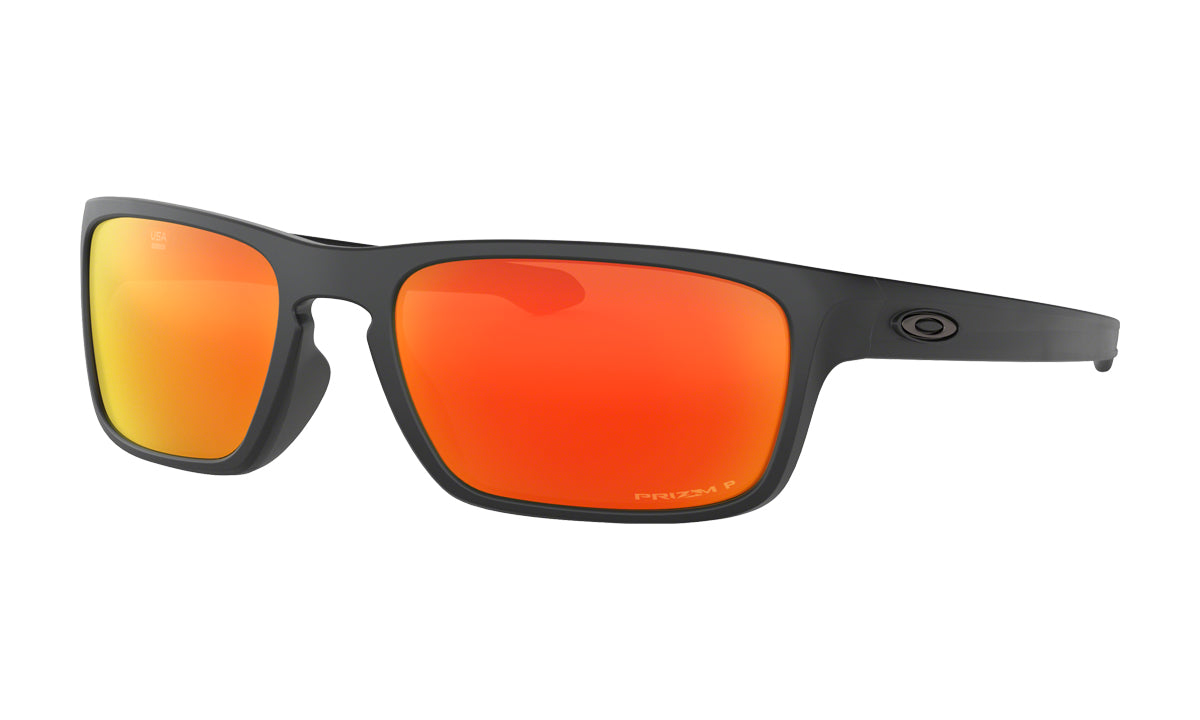 Men's Oakley Sliver Stealth Sunglasses in Matte Black/Prizm Ruby Polarized from the front view
