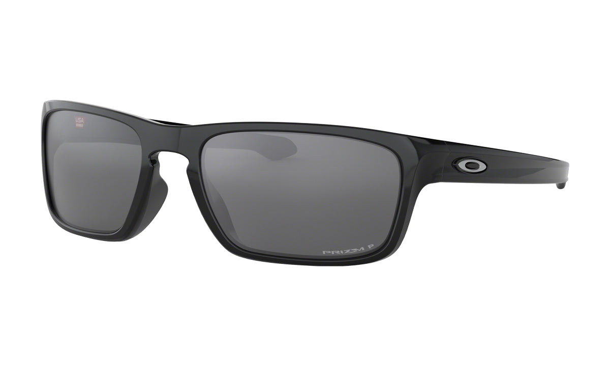 Men's Oakley Sliver Stealth Sunglasses in Polished Black/Prizm Black Polarized from the front view