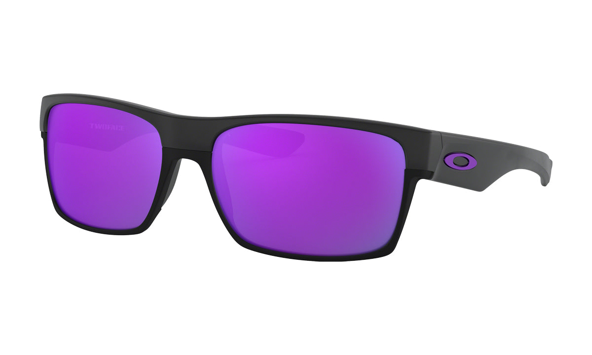 Men's Oakley TwoFace Sunglasses in Matte Black/Violet Iridium from the front view