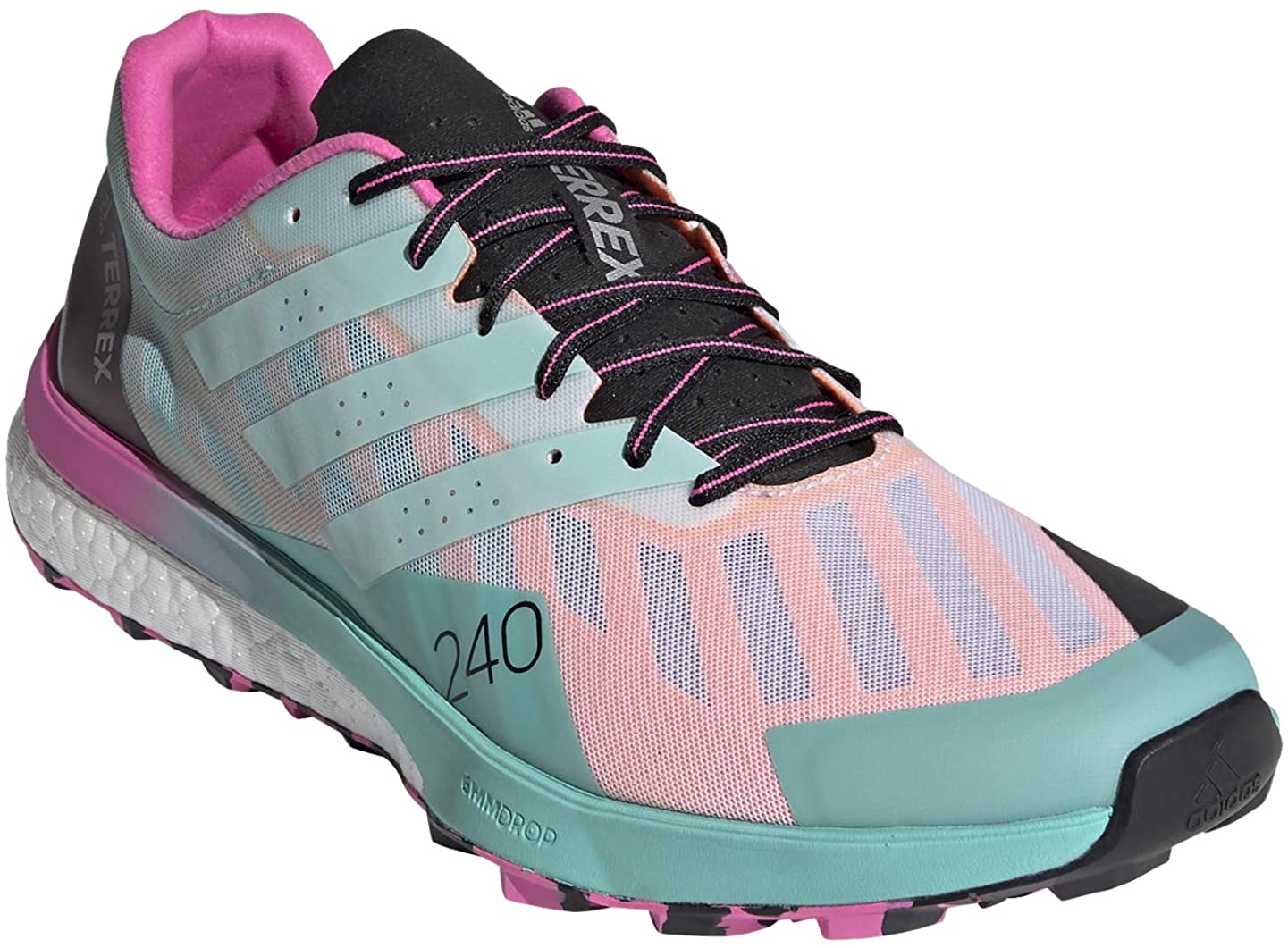 Men's adidas Terrex Speed Ultra Trail Running Shoe Cloud White/Clear Mint/Screaming Pink from the front