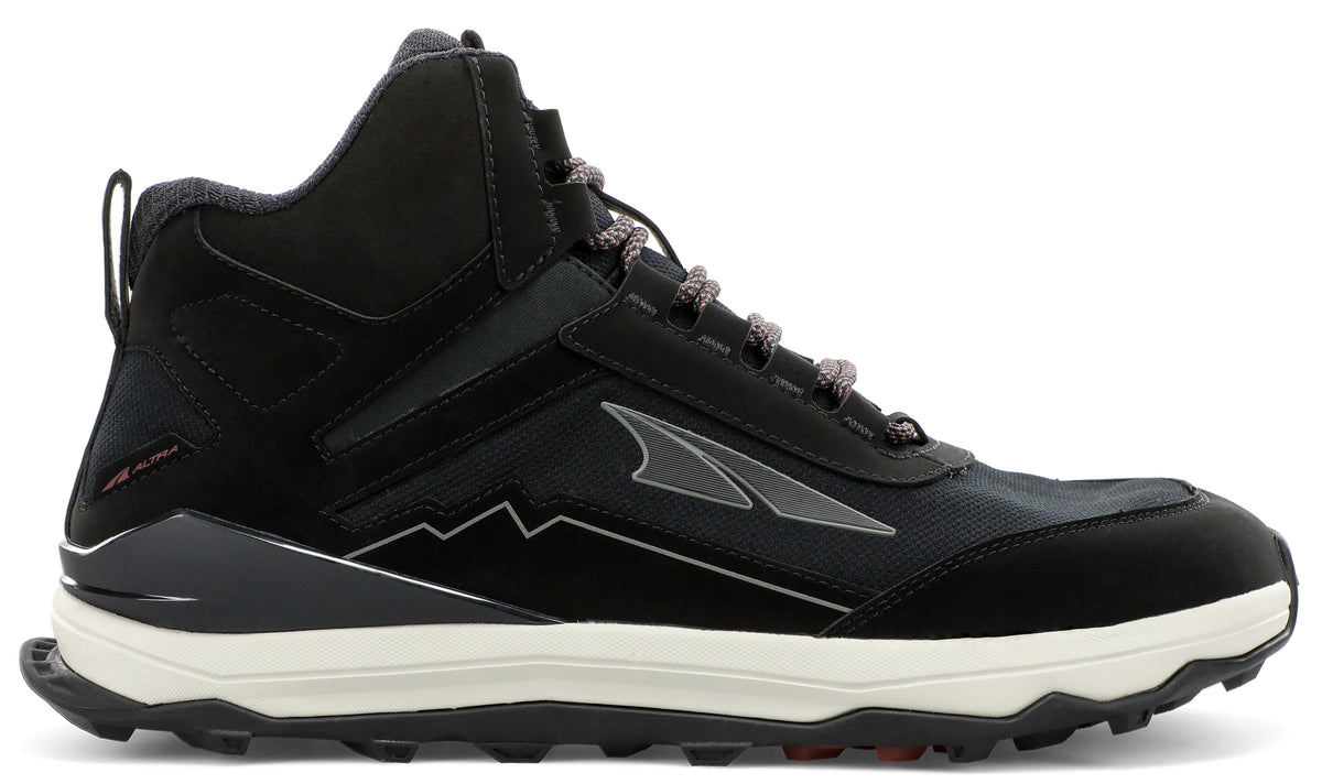 Altra Men's Lone Peak Hiker Trail Running Shoe in Black from the side